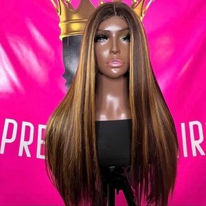 24inch Highlight Lace Closure Synthetic Fiber Hair Wig